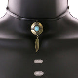 Mi Amore Feather Choker-Necklace Gold-Tone/Blue