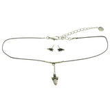 Mi Amore Arrowhead Necklace-Earring-Set Silver-Tone/Black