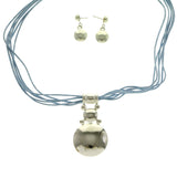 Mi Amore Necklace-Earring-Set Silver-Tone/Blue