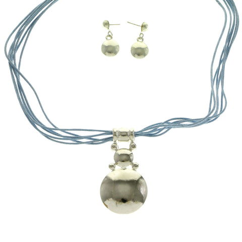 Mi Amore Necklace-Earring-Set Silver-Tone/Blue