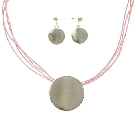 Mi Amore Necklace-Earring-Set Silver-Tone/Pink