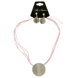 Mi Amore Necklace-Earring-Set Silver-Tone/Pink