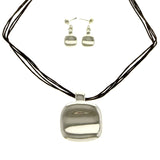 Mi Amore Necklace-Earring-Set Silver-Tone/Brown