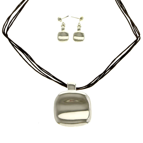 Mi Amore Necklace-Earring-Set Silver-Tone/Brown