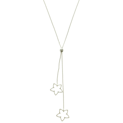 Mi Amore Flower Long-Necklace Silver-Tone