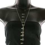 Mi Amore Flower Long-Necklace Silver-Tone