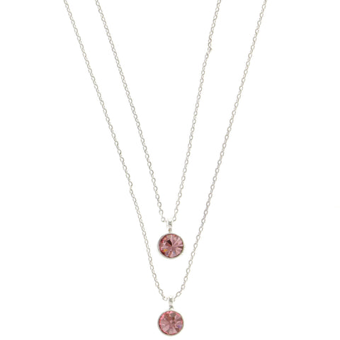 Mi Amore Layered-Necklace Silver-Tone/Pink