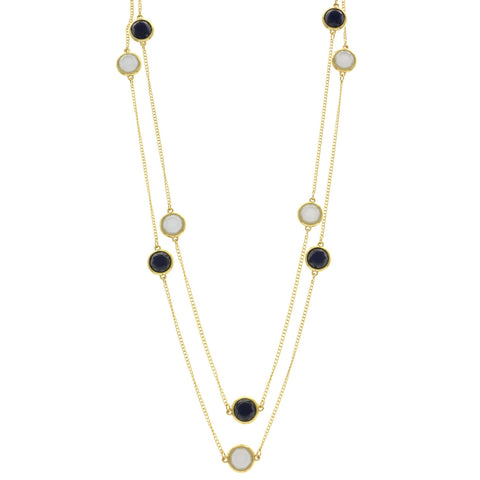 Mi Amore Long-Necklace Blue/Gold-Tone