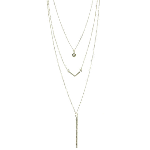 Mi Amore Layered-Necklace Silver-Tone