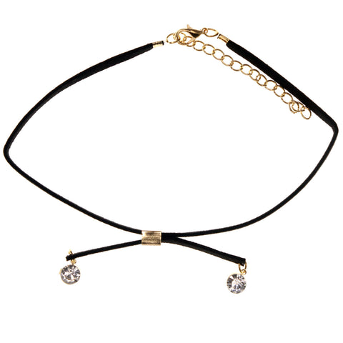 Mi Amore 3 in. extender Choker-Necklace Black/Gold-Tone