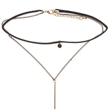Mi Amore 2 in. extender Choker-Necklace Black/Gold-Tone