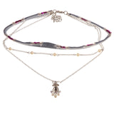 Mi Amore 3 in. extender Choker-Necklace Blue/Silver-Tone
