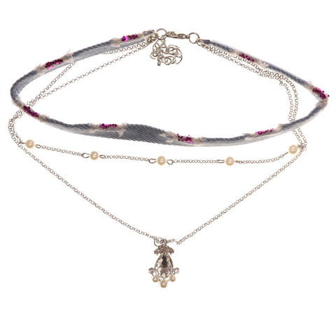 Mi Amore 3 in. extender Choker-Necklace Blue/Silver-Tone