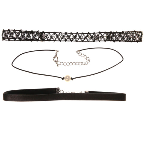 Mi Amore 3 in. extender Choker-Necklace Black/White