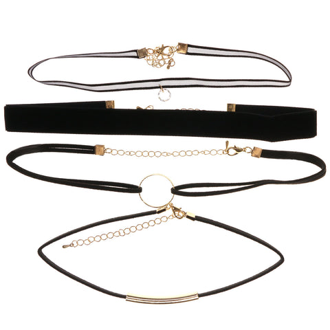 Mi Amore 3 in. extender Choker-Necklace Black/Gold-Tone