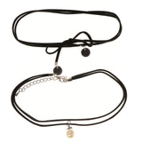Mi Amore 3 in. extender Choker-Necklace Black/Silver-Tone