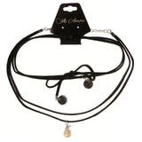 Mi Amore 3 in. extender Choker-Necklace Black/Silver-Tone