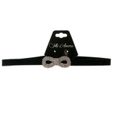 Mi Amore 3 in. extender Bow Choker-Necklace Black & Silver-Tone
