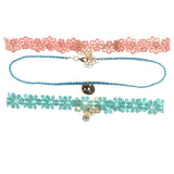 Mi Amore 2 in. extender Choker-Necklace Blue/Pink
