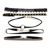 Mi Amore 3 in. extender Choker-Necklace Black/Gold-Tone