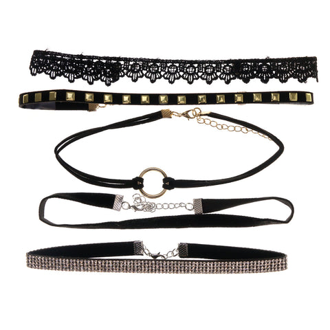 Mi Amore 3 in. extender Choker-Necklace Black/Gold-Tone
