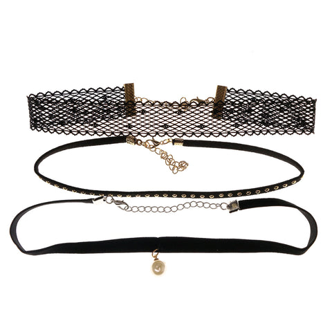 Mi Amore 2 in. extender Choker-Necklace Black/White