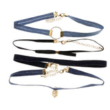Mi Amore 3 in. extender Denim Choker-Necklace Blue & White