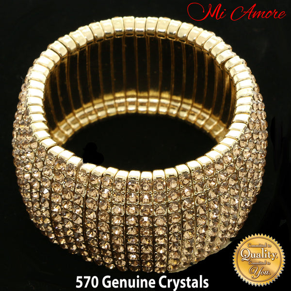 Mi Amore Sparkling Crystal Stretch-Bracelet Gold 1 Size Fits All