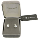 Mi Amore 925 Sterling Silver Star Stud-Earrings Silver & White