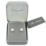 Mi Amore 925 Sterling Silver Stud-Earrings Silver/White