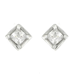Mi Amore 925 Sterling Silver Square Stud-Earrings Silver