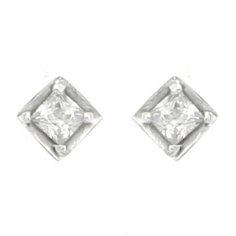 Mi Amore 925 Sterling Silver Square Stud-Earrings Silver