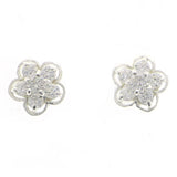 Mi Amore 925 Sterling Silver Flower Stud-Earrings Silver