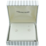 Mi Amore 925 Sterling Silver Flower Stud-Earrings Silver