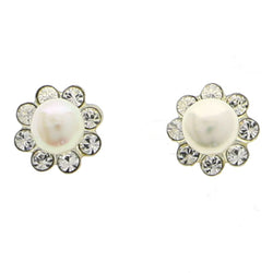 Mi Amore 925 Sterling Silver Flower Stud-Earrings Silver