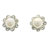 Mi Amore 925 Sterling Silver Flower Stud-Earrings Silver