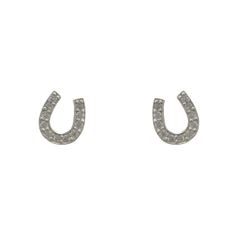 Mi Amore 925 Sterling Silver Horseshoe Stud-Earrings Silver
