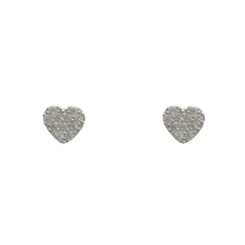 Mi Amore 925 Sterling Silver Heart Stud-Earrings Silver