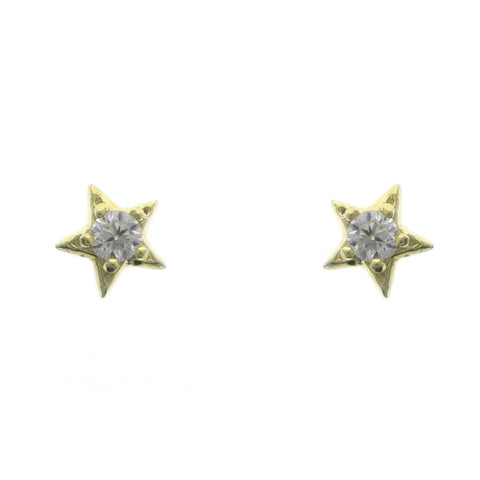Mi Amore 925 Sterling Silver Star Stud-Earrings Gold-Vermeil