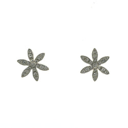 Mi Amore 925 Sterling Silver Flower Stud-Earrings Silver