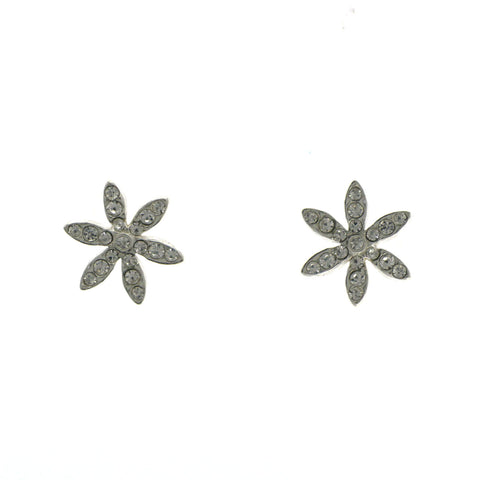 Mi Amore 925 Sterling Silver Flower Stud-Earrings Silver