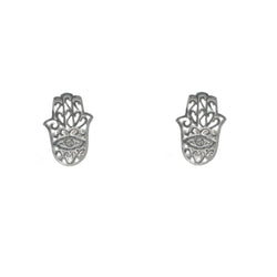 Mi Amore 925 Sterling Silver Hand of Fatima Stud-Earrings Silver
