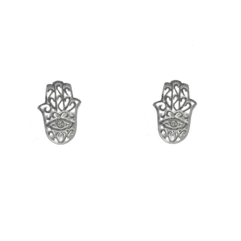Mi Amore 925 Sterling Silver Hand of Fatima Stud-Earrings Silver