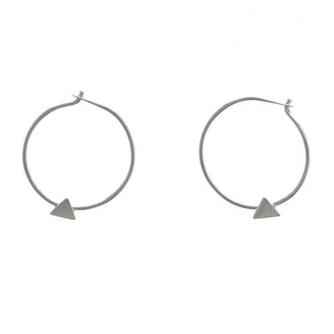 Mi Amore 925 Sterling Silver Triangle Hoop-Earrings Silver