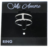 Mi Amore 925 Sterling Silver Cubic-Zirconia Sized-Ring Silver & Clear Size 6.00
