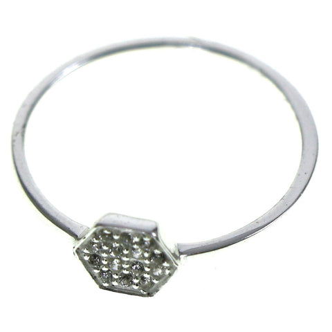 Mi Amore 925 Sterling Silver Cubic-Zirconia Sized-Ring Silver & Clear Size 6.50