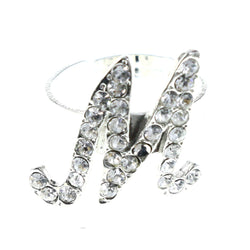 Mi Amore Initial M Adjustable-Ring Silver-Tone Size: Adjustable