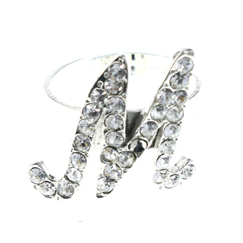 Mi Amore Initial M Adjustable-Ring Silver-Tone Size: Adjustable