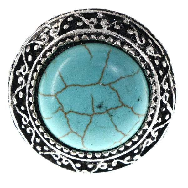 Mi Amore Flower Adjustable-Ring Black/Silver-Tone Size: Adjustable