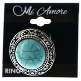 Mi Amore Flower Adjustable-Ring Black/Silver-Tone Size: Adjustable